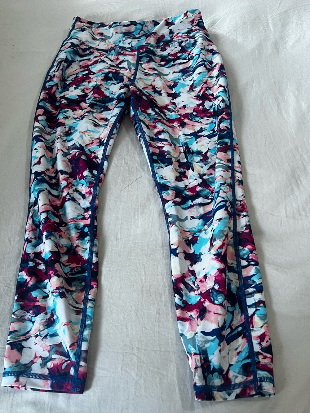 Avia Multicolor Abstract Capri Leggings - Navy, Teal, Pink, White